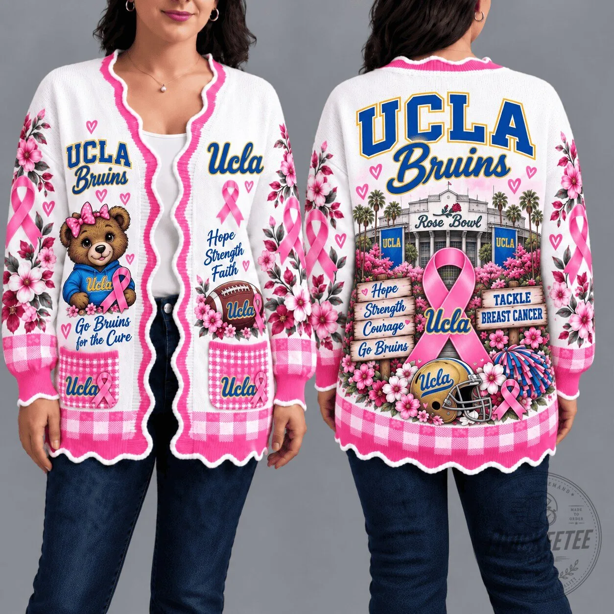 UCLA Bruins Breast Cancer Awareness Pink Ribbon Cardigan Sweater